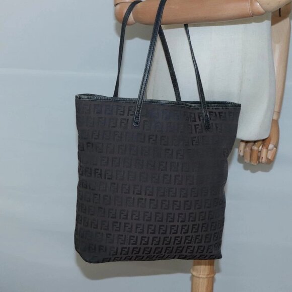 FENDI Zucchino Canvas Tote Bag Brown Auth - Picture 1 of 16